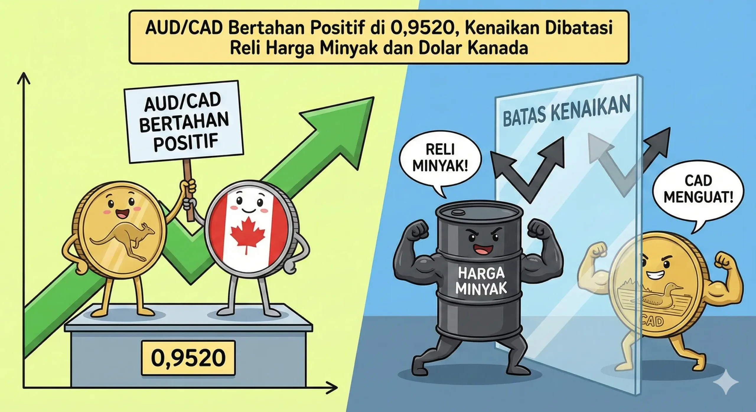 AUD/CAD Bertahan Positif di 0,9520, Kenaikan Dibatasi Reli Harga Minyak dan Dolar Kanada