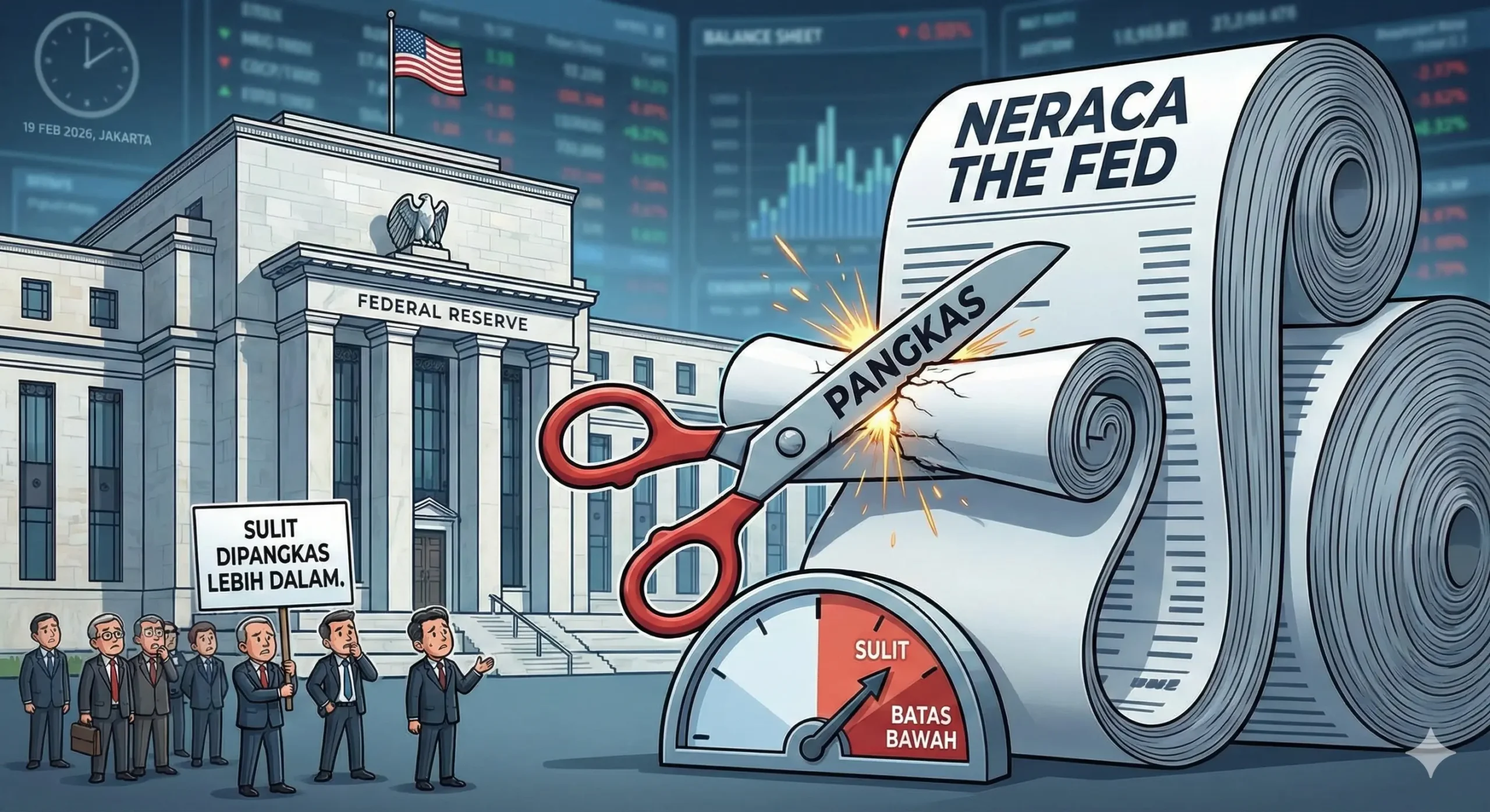 Neraca The Fed Dinilai Sulit Dipangkas Lebih Dalam