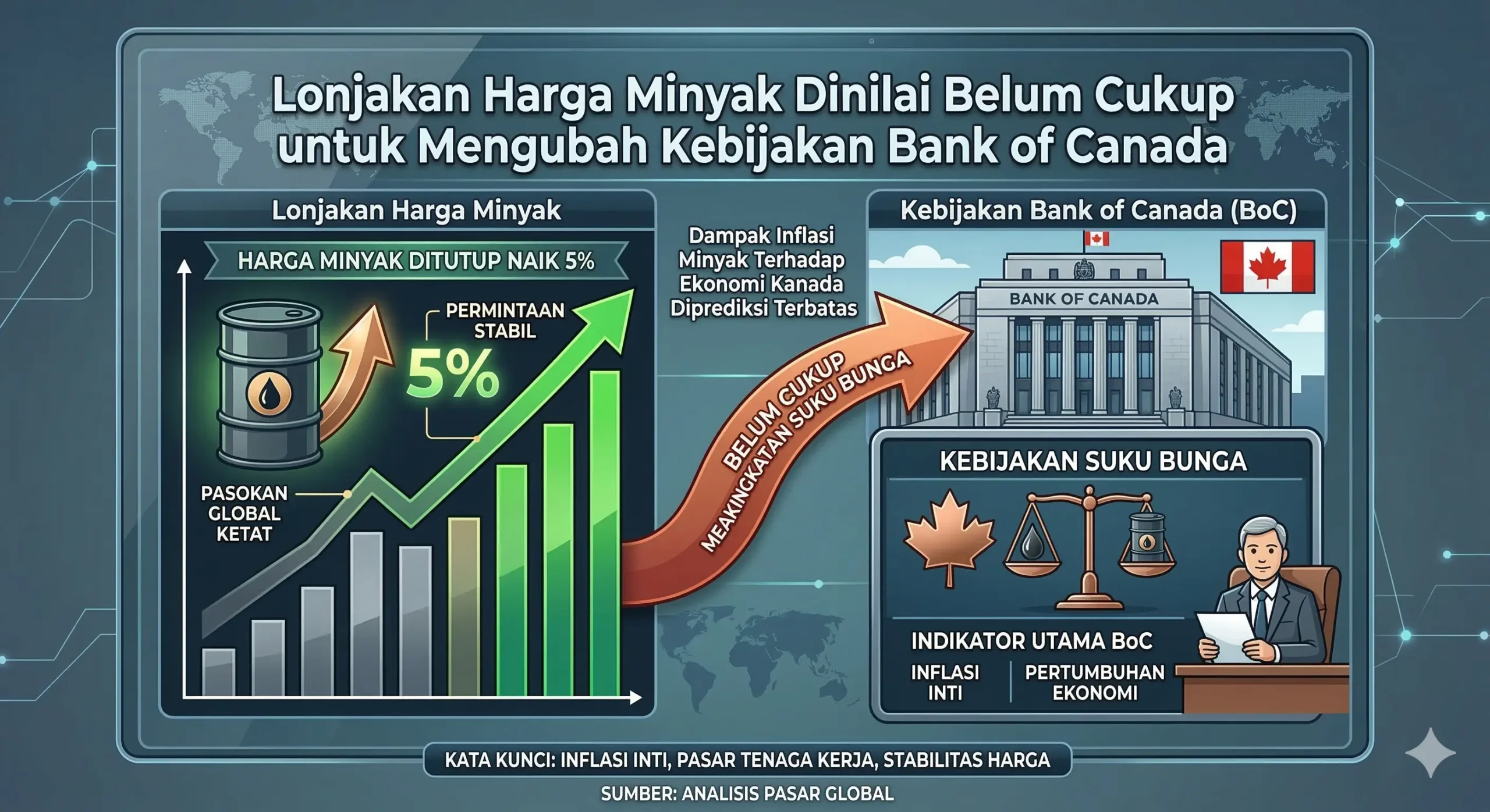 Lonjakan Harga Minyak Dinilai Belum Cukup untuk Mengubah Kebijakan Bank of Canada