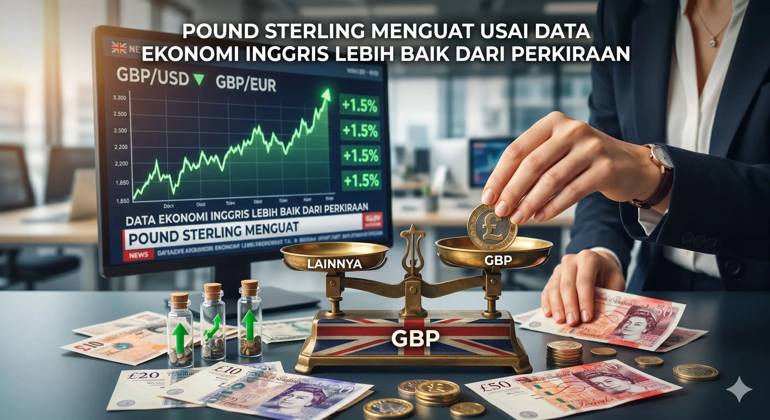Pound Sterling Menguat Usai Data Ekonomi Inggris Lebih Baik dari Perkiraan