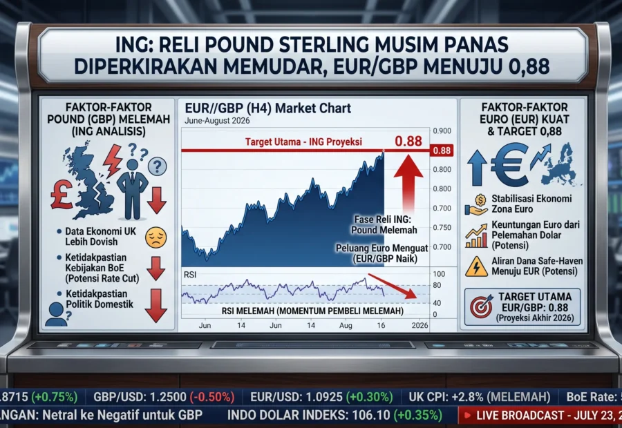 ING: Reli Pound Sterling Musim Panas Diperkirakan Memudar, EUR/GBP Menuju 0,88