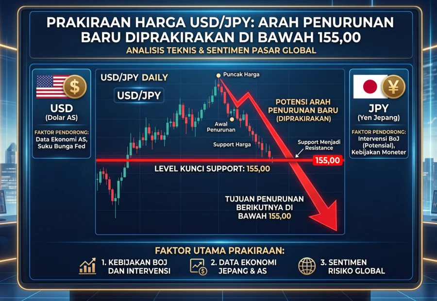 Prakiraan Harga USD/JPY: Arah Penurunan Baru Diprakirakan di Bawah 155,00