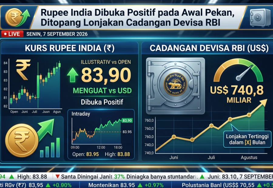 Rupee India Dibuka Positif pada Awal Pekan, Ditopang Lonjakan Cadangan Devisa RBI