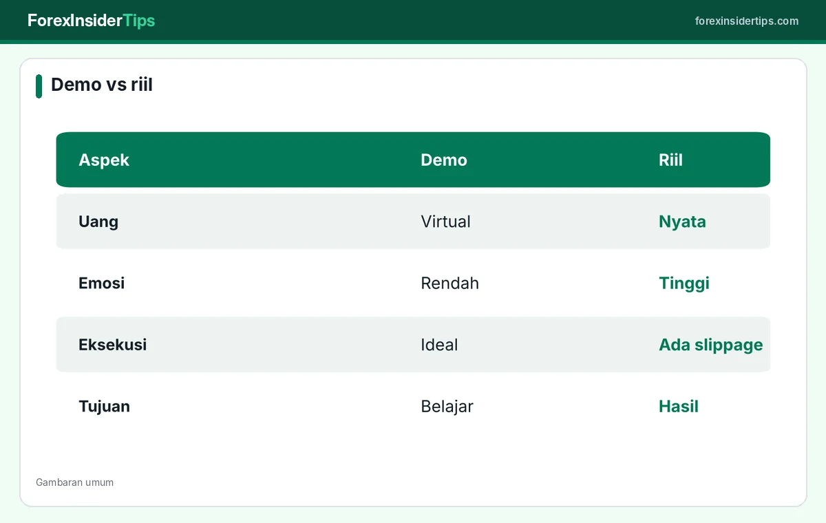 Perbedaan akun demo dan akun riil