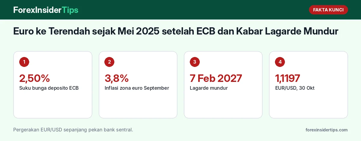 Fakta kunci: Euro ke Terendah sejak Mei 2025 setelah ECB dan Kabar Lagarde Mundur: Penjelasan untuk Pemula