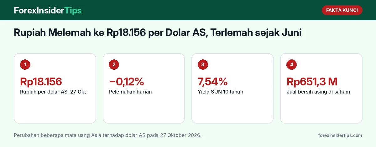 Fakta kunci: Rupiah Melemah ke Rp18.156 per Dolar AS, Terlemah sejak Juni: Apa Artinya bagi Trader dan Faktor yang Perlu Dipantau